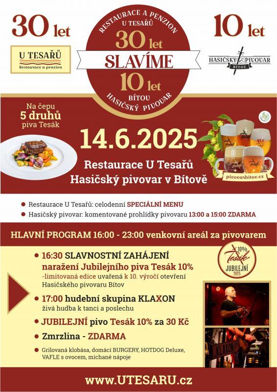 Resaturace U Tesařů 30 let a 10 let Hasičský pivovar Bítov